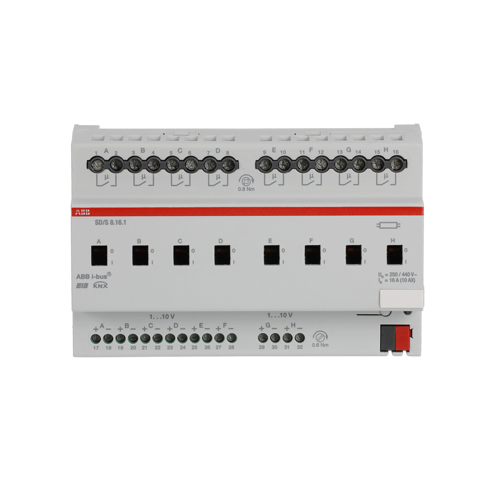 ‏اکچویتور سوئیچ و دیمر ⁦KNX ABB⁩، ۸ کانال ⁦16 A⁩ – ⁦SD/S 8.16.1⁩