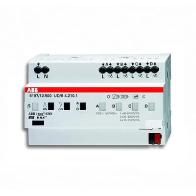 ‏اکچویتور دیمر یونیورسال ⁦KNX ABB⁩، ۴ کانال ⁦210 VA⁩ – ⁦6197/12-500⁩