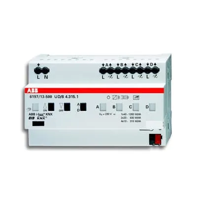 ‏اکچویتور دیمر یونیورسال ⁦KNX ABB⁩، ۴ کانال ⁦315 VA⁩ – ⁦6197/13-500⁩